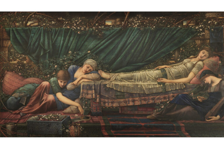 Картина Едварда Колі Берн-Джонса «Рожева альтанка» (із серії «Шипшина»), 1890 р. Джерело: Wikipedia.