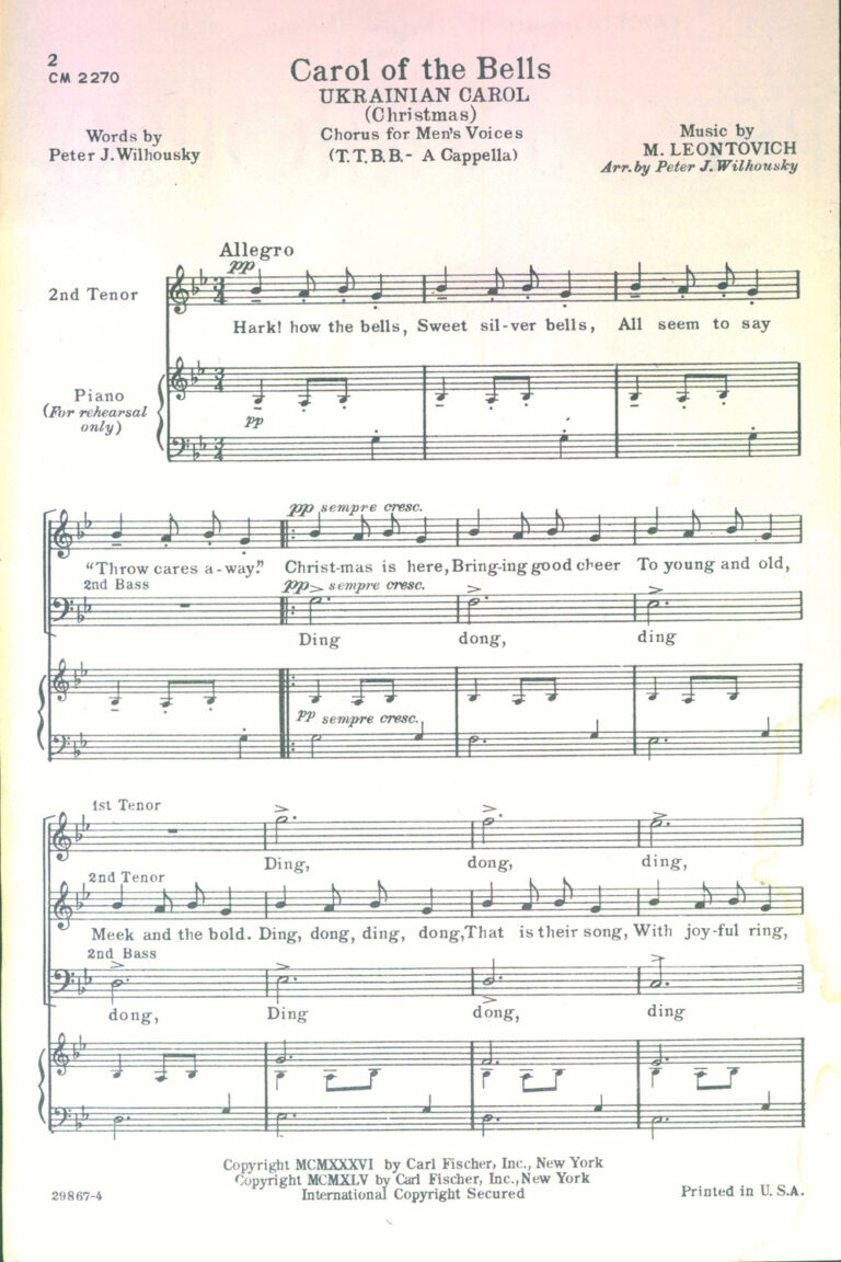78_Фрагмент партитури Carol of the Bells, 1936 рік