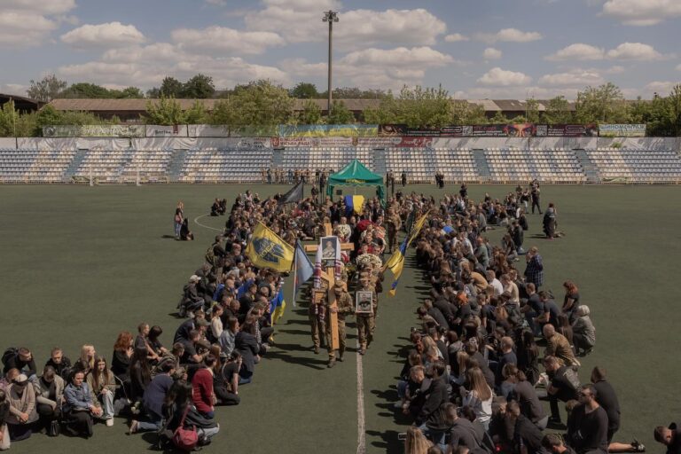 Прощання з 21-річним захисником Назарієм Гринцевичем. Фото: Roman Pilipey для AFP Photo