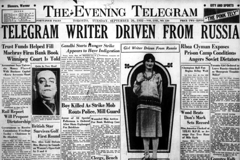 8 РІА КЛАЙМАН. ФОТО З ГАЗЕТИ THE TORONTO TELEGRAM ЗА 20 ВЕРЕСНЯ 1932 РОКУ. Джерело Toronto Star