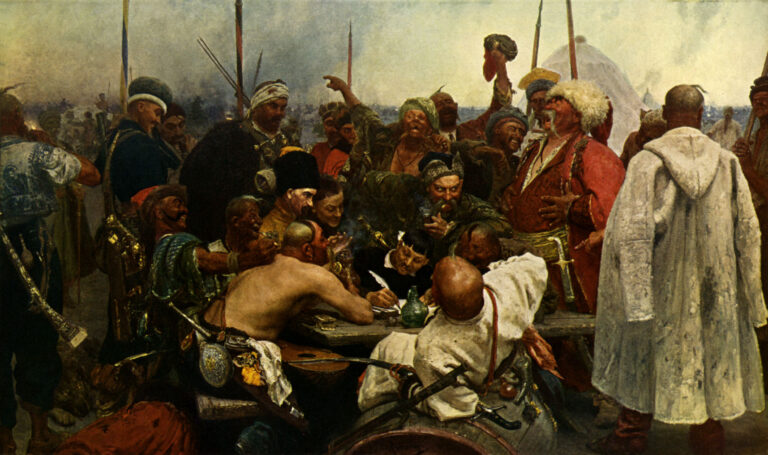 ‘Reply of the Zaporozhian Cossacks’ – painting by Ilya Repin, 1880 – 1891.